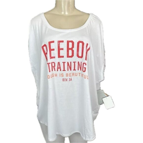Reebok + 2X Logo White Tough is Beautiful Statement Relaxed Fit Short Sleeve Tee - Picture 2 of 5